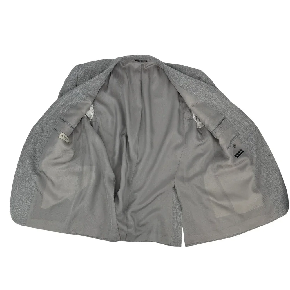 Jack Victor Collection Gray Blazer Sport Coat‎ Italian Fabric Bamboo Viscose 45R